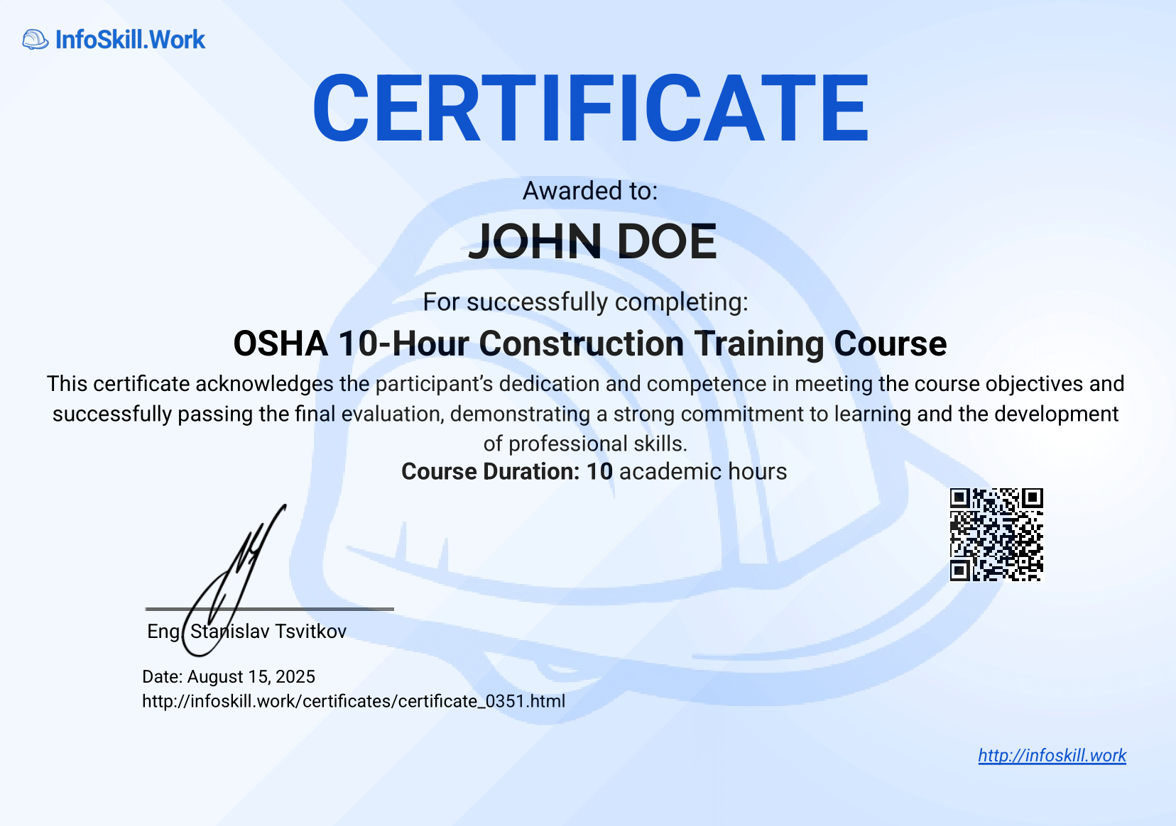 Sample of Certificate